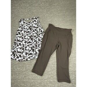 Women’s 18/20 LIVI Lane Bryant Tank Top Soft Capri Leggings Brown Outfit